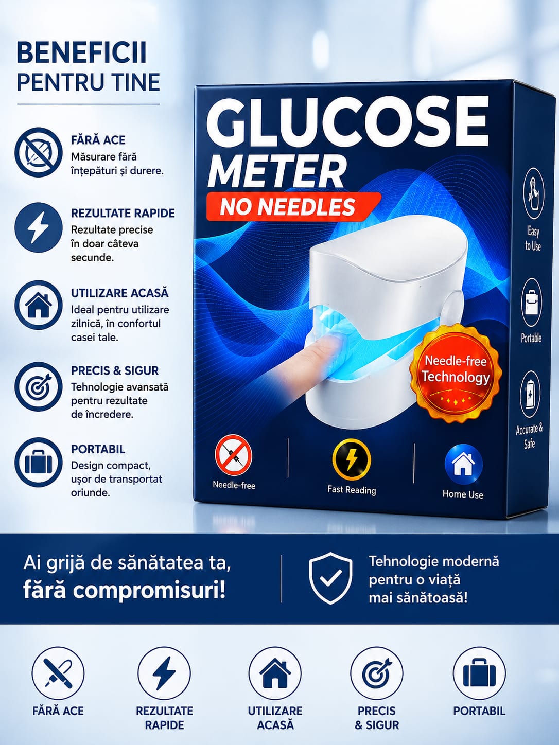 EasyGluco™ – Monitorizare Glicemie Fără Ace